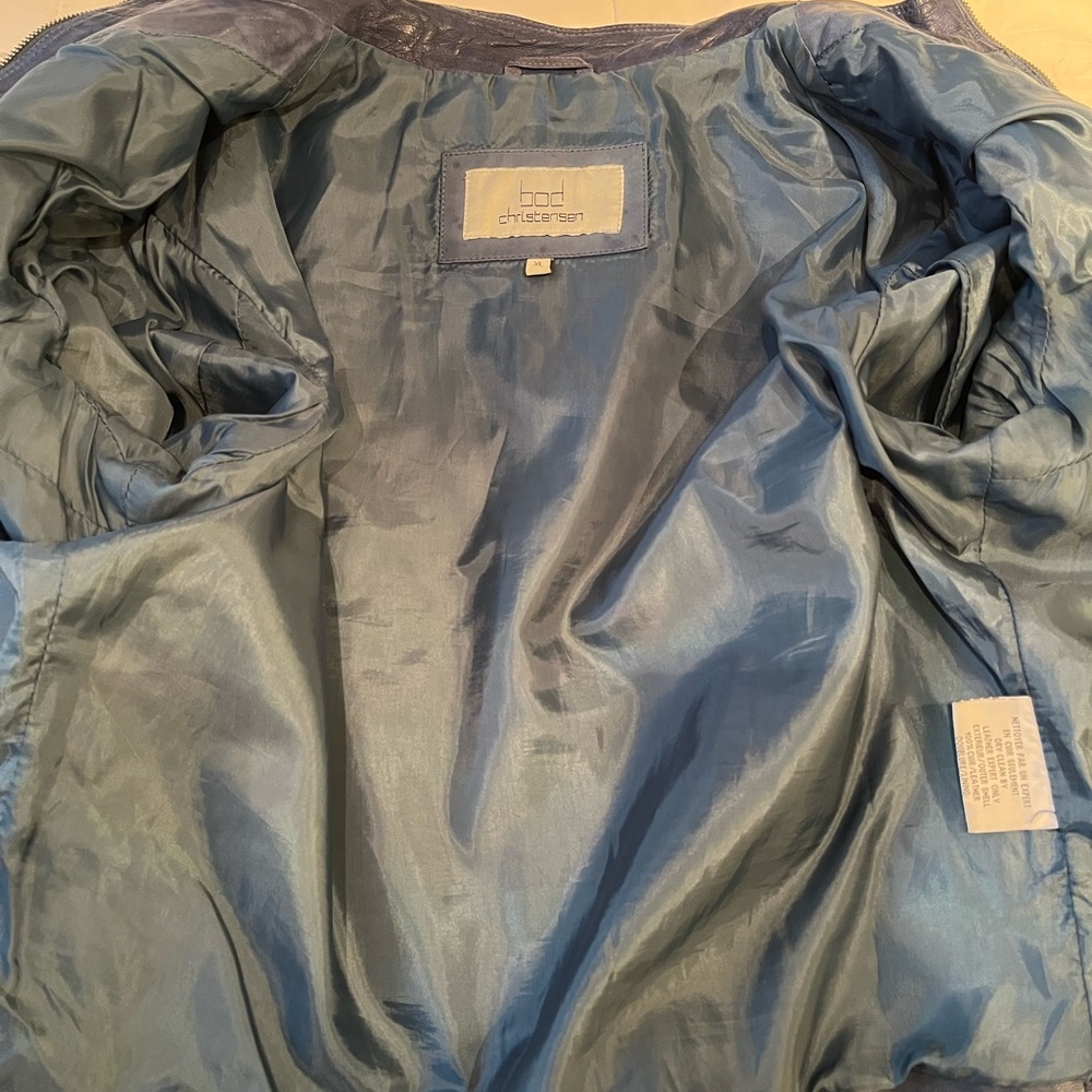 Leather BOD & Christensen Quilted Moto Jacket in Blue - Picture 8 of 9